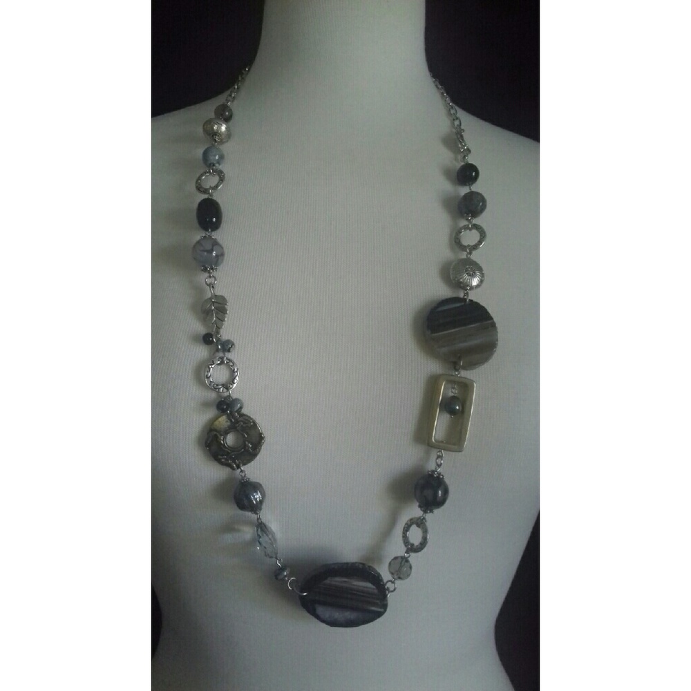 Chico's  silver and black beaded necklace.